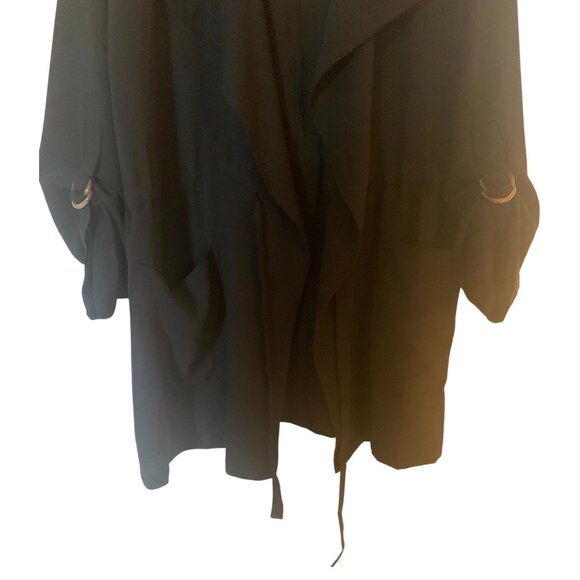 MI AMI for Francesca's Black Soft Draped Tie Waist Roll-Tab Sleeve Jacket NWT L - Picture 5 of 7